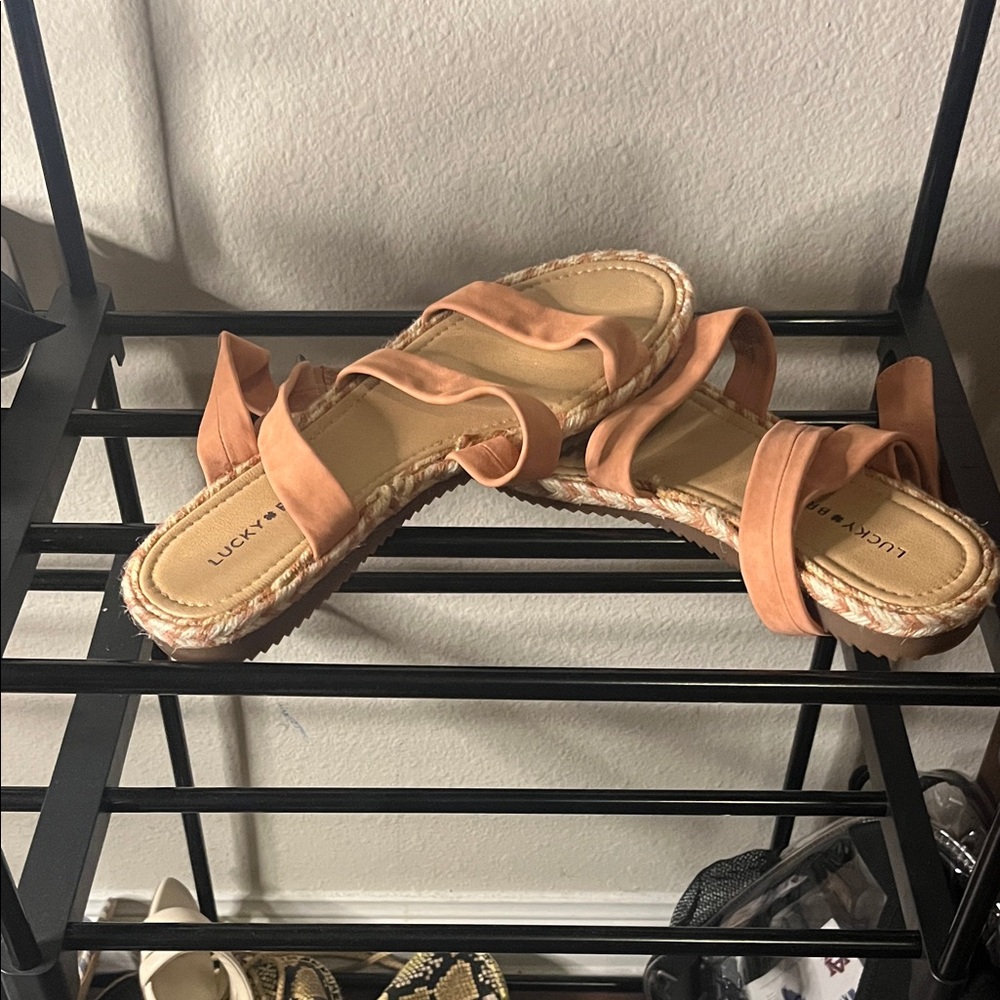 Lucky Brand Peachy Tan Espadrille Slide Sandals